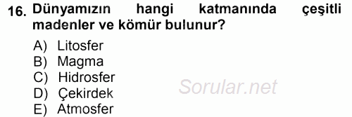 Okulöncesinde Fen Eğitimi 2012 - 2013 Ara Sınavı 16.Soru