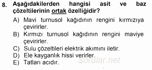 Okulöncesinde Fen Eğitimi 2012 - 2013 Ara Sınavı 8.Soru