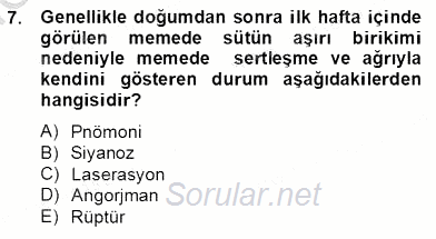 Anne Çocuk Sağlığı Ve İlkyardım 2012 - 2013 Dönem Sonu Sınavı 7.Soru