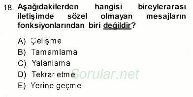 İletişim Bilgisi 2013 - 2014 Ara Sınavı 18.Soru