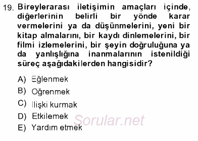 İletişim Bilgisi 2013 - 2014 Ara Sınavı 19.Soru