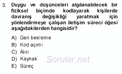 İletişim Bilgisi 2013 - 2014 Ara Sınavı 3.Soru