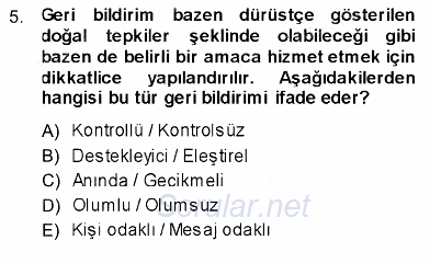 İletişim Bilgisi 2013 - 2014 Ara Sınavı 5.Soru