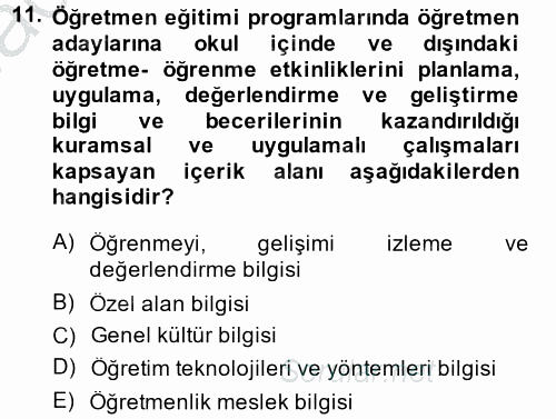 Türk Eğitim Tarihi 2013 - 2014 Ara Sınavı 11.Soru