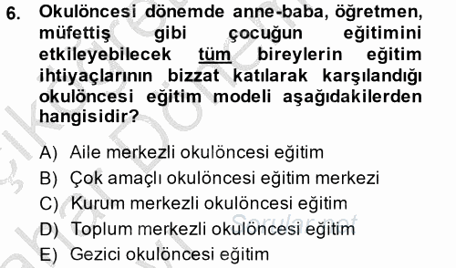 Türk Eğitim Tarihi 2013 - 2014 Ara Sınavı 6.Soru