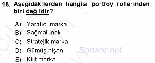 Marka ve Yönetimi 2016 - 2017 3 Ders Sınavı 18.Soru