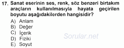 Felsefe 2013 - 2014 Tek Ders Sınavı 17.Soru