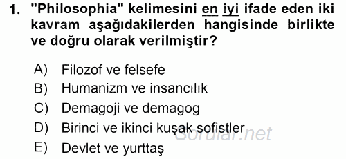 Siyasi Düşünceler Tarihi 2017 - 2018 Ara Sınavı 1.Soru
