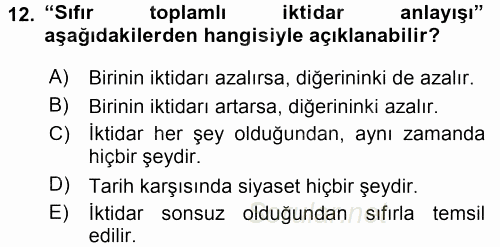 Siyasi Düşünceler Tarihi 2017 - 2018 Ara Sınavı 12.Soru