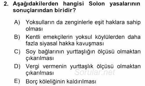 Siyasi Düşünceler Tarihi 2017 - 2018 Ara Sınavı 2.Soru