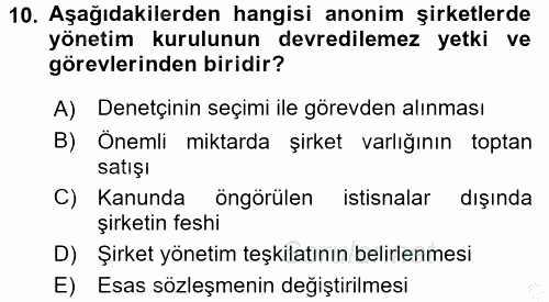 Ticaret Hukuku 2 2016 - 2017 Ara Sınavı 10.Soru