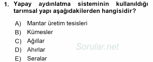 Tarımsal Yapılar ve Sulama 2015 - 2016 Tek Ders Sınavı 1.Soru