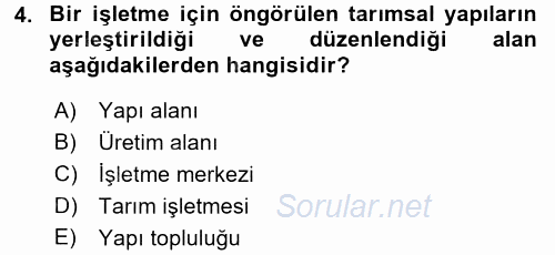 Tarımsal Yapılar ve Sulama 2015 - 2016 Tek Ders Sınavı 4.Soru