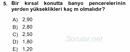 Tarımsal Yapılar ve Sulama 2015 - 2016 Tek Ders Sınavı 5.Soru