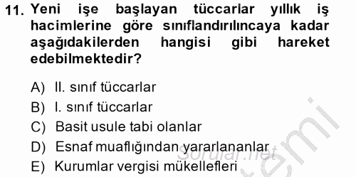 Vergi Usul Hukuku 2013 - 2014 Dönem Sonu Sınavı 11.Soru