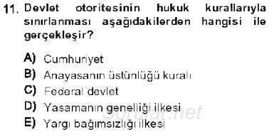 Anayasa 1 2013 - 2014 Ara Sınavı 11.Soru