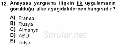 Anayasa 1 2013 - 2014 Ara Sınavı 12.Soru