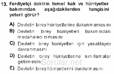 Anayasa 1 2013 - 2014 Ara Sınavı 13.Soru