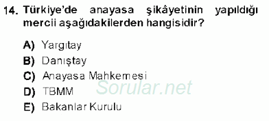 Anayasa 1 2013 - 2014 Ara Sınavı 14.Soru