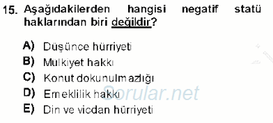 Anayasa 1 2013 - 2014 Ara Sınavı 15.Soru