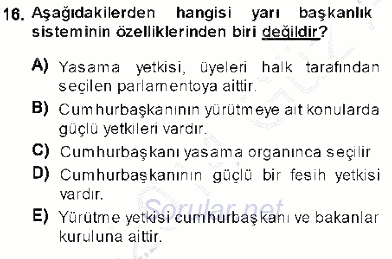 Anayasa 1 2013 - 2014 Ara Sınavı 16.Soru