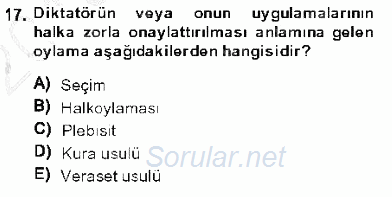 Anayasa 1 2013 - 2014 Ara Sınavı 17.Soru