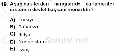 Anayasa 1 2013 - 2014 Ara Sınavı 19.Soru