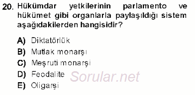 Anayasa 1 2013 - 2014 Ara Sınavı 20.Soru