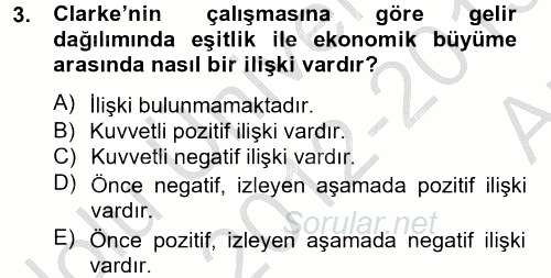 Gelir Dağılımı ve Yoksulluk 2012 - 2013 Ara Sınavı 3.Soru