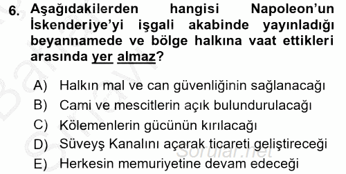 Osmanlı Tarihi (1789-1876) 2016 - 2017 Ara Sınavı 6.Soru