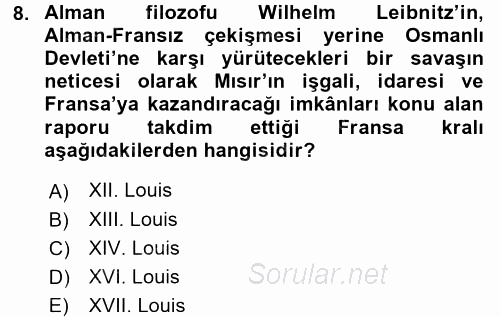 Osmanlı Tarihi (1789-1876) 2016 - 2017 Ara Sınavı 8.Soru