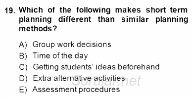 Çocuklara Yabancı Dil Öğretimi 2 2014 - 2015 Dönem Sonu Sınavı 19.Soru