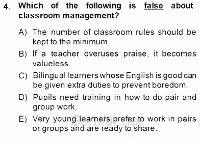 Çocuklara Yabancı Dil Öğretimi 2 2014 - 2015 Dönem Sonu Sınavı 4.Soru