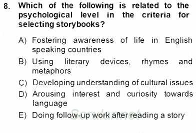 Çocuklara Yabancı Dil Öğretimi 2 2014 - 2015 Dönem Sonu Sınavı 8.Soru