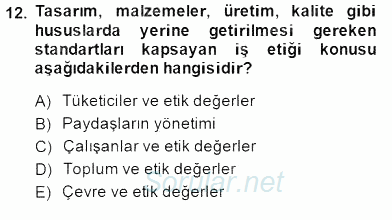 Organizasyonlarda Davranış 2014 - 2015 Dönem Sonu Sınavı 12.Soru