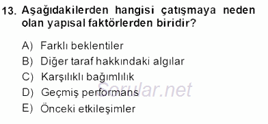 Organizasyonlarda Davranış 2014 - 2015 Dönem Sonu Sınavı 13.Soru