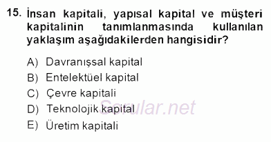 Organizasyonlarda Davranış 2014 - 2015 Dönem Sonu Sınavı 15.Soru
