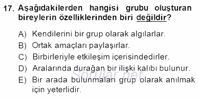 Organizasyonlarda Davranış 2014 - 2015 Dönem Sonu Sınavı 17.Soru