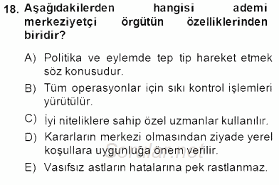 Organizasyonlarda Davranış 2014 - 2015 Dönem Sonu Sınavı 18.Soru
