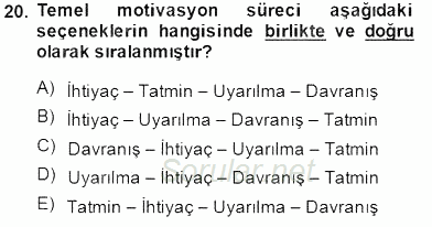 Organizasyonlarda Davranış 2014 - 2015 Dönem Sonu Sınavı 20.Soru