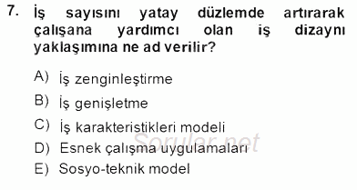 Organizasyonlarda Davranış 2014 - 2015 Dönem Sonu Sınavı 7.Soru