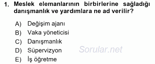 Sosyal Hizmet Uygulamaları 2017 - 2018 Ara Sınavı 1.Soru