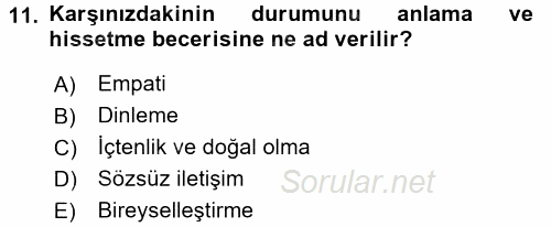 Sosyal Hizmet Uygulamaları 2017 - 2018 Ara Sınavı 11.Soru