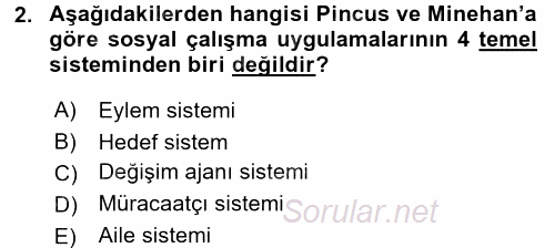 Sosyal Hizmet Uygulamaları 2017 - 2018 Ara Sınavı 2.Soru