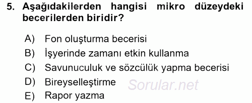 Sosyal Hizmet Uygulamaları 2017 - 2018 Ara Sınavı 5.Soru