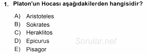 Siyasi Düşünceler Tarihi 2016 - 2017 Dönem Sonu Sınavı 1.Soru