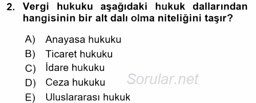 Vergi Yargılaması Hukuku 2015 - 2016 Dönem Sonu Sınavı 2.Soru