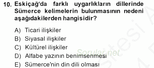 Eski Mezopotamya ve Mısır Tarihi 2013 - 2014 Ara Sınavı 10.Soru