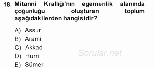 Eski Mezopotamya ve Mısır Tarihi 2013 - 2014 Ara Sınavı 18.Soru
