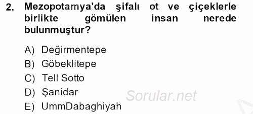 Eski Mezopotamya ve Mısır Tarihi 2013 - 2014 Ara Sınavı 2.Soru